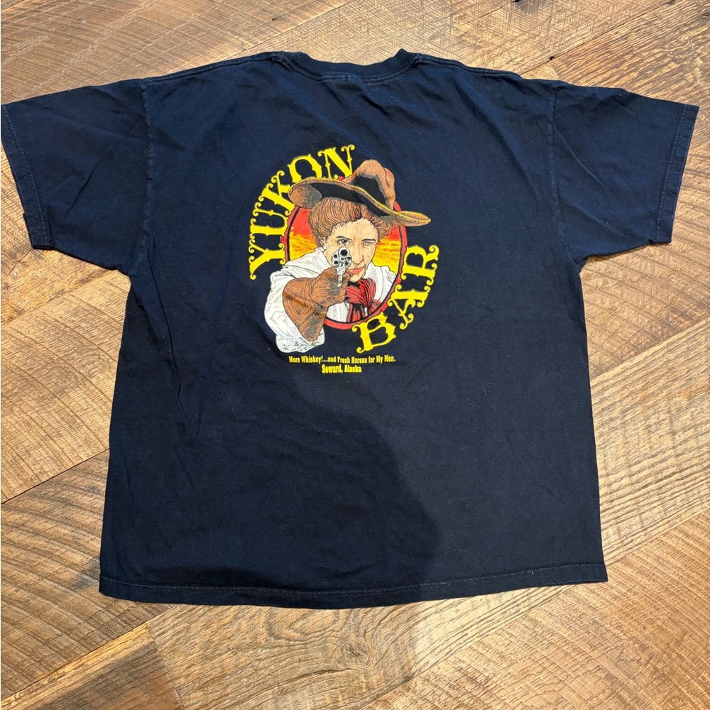 Vintage Yukon Bar Seward Alaska Graphic Tee XL Black Western - Picture 2 of 4